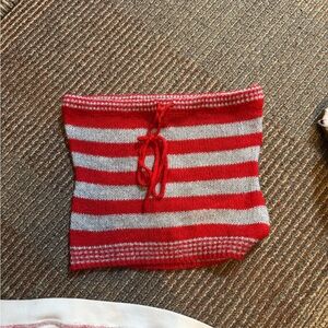 Motel rocks stripped gray and red tube top